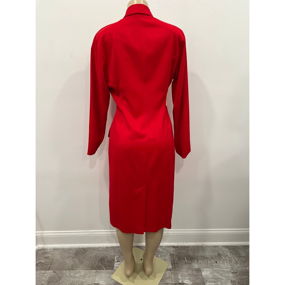 Vintage Kasper ASL Blazer Dress Womens SZ 10 Red Double Breasted Gold Buttons - Picture 5 of 15